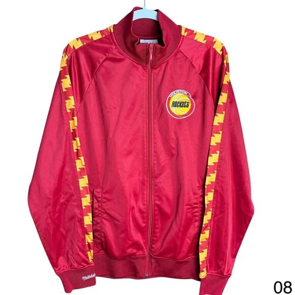 Mitchell & Ness Houston Rockets red yellow large Track Jacket Taped Top Red Men